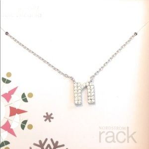 NIB- “N” initial necklace- sterling silver/CZ